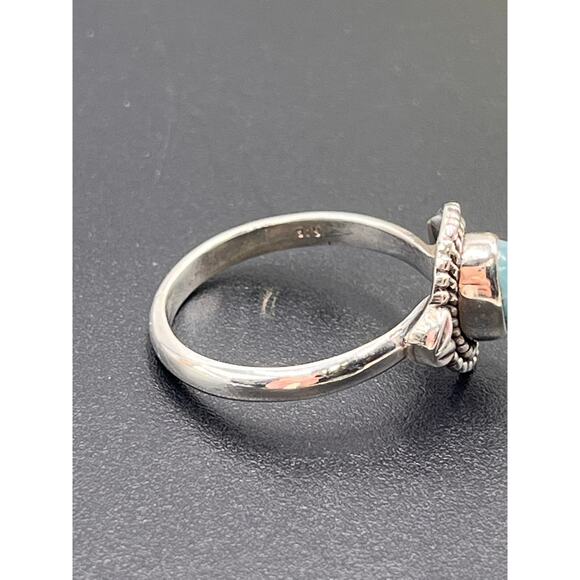 Natural Larimar Ring 925 Sterling Silver Handmade Oval Cabochon Gemstone Sz 8 - Picture 8 of 8